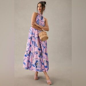 Sarah Gordon Tiered Halter Midi Dress (Anthropologie) 10 Petite A17